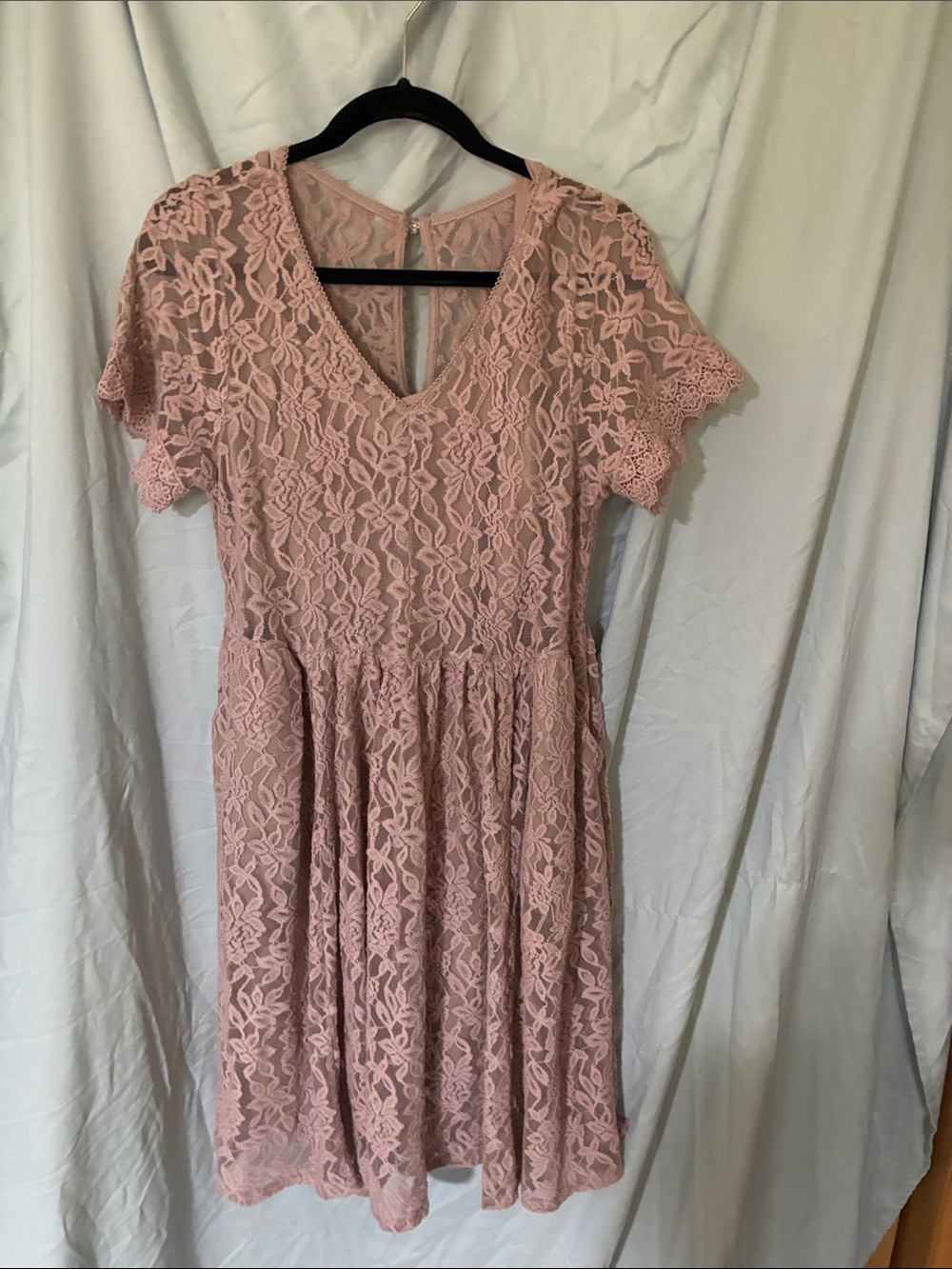 NWT TORRID Lace Fit & Flare Short Sleeve Dress - Dusty Rose